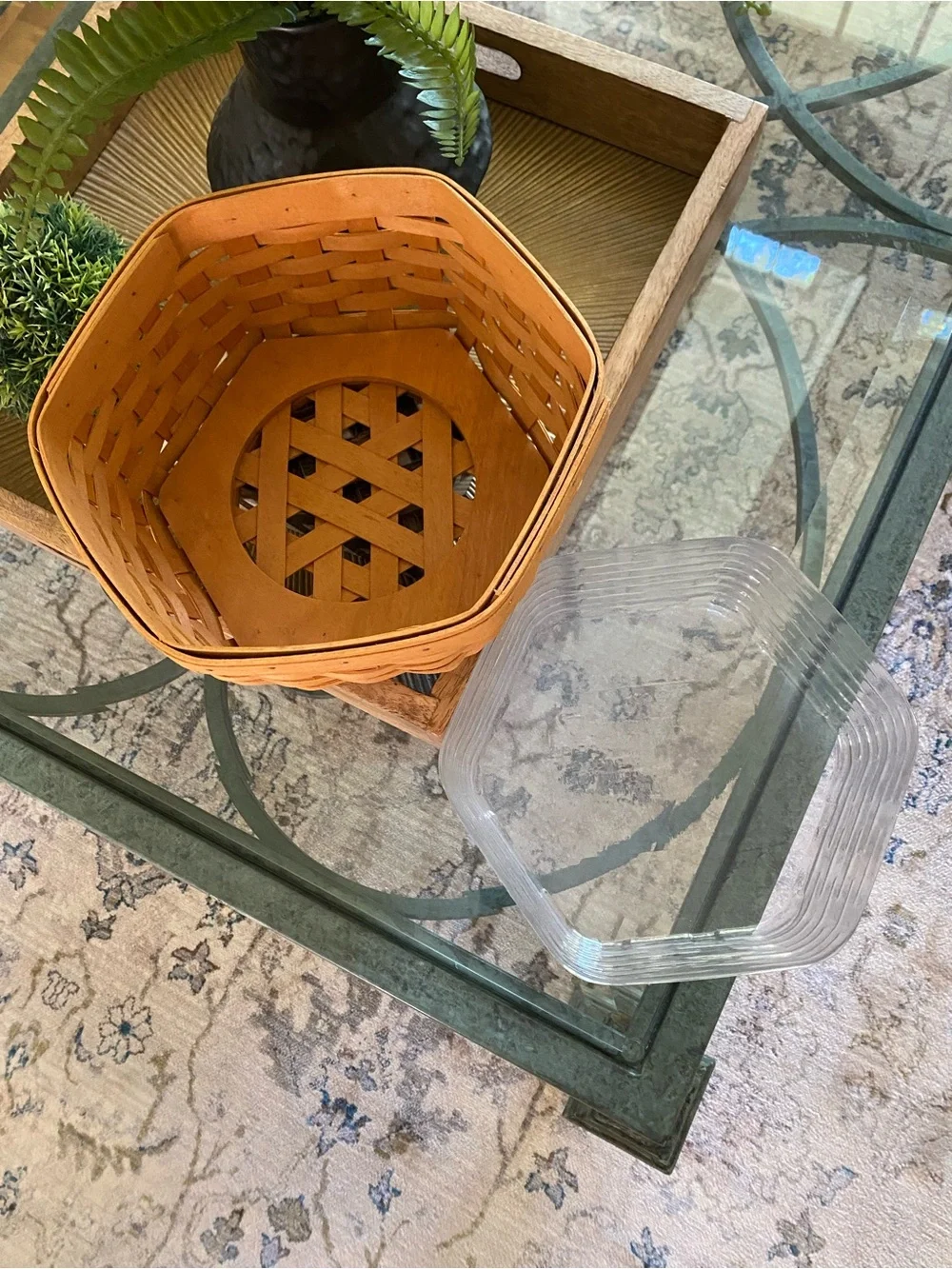 EUC LONGABERGER GENERATIONS HEXAGON BASKET W LINER
